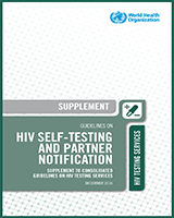 Cover of Guidelines on HIV Self-Testing and Partner Notification: Supplement to Consolidated Guidelines on HIV Testing Services